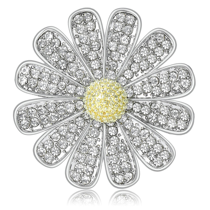Alloy Rhinestone Daisy Dual Use Brooch With Garment Hook