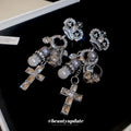 Vintage Court Style Crown Faux Pearl Rhinestone Stud Earrings With Silver Needle For Women view 4
