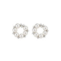 Elegant Faux Pearl Zircon Round Teardrop Stud Earrings For Women In Fashion OL Style view 5
