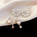 Elegant Faux Pearl Zircon Round Teardrop Stud Earrings For Women In Fashion OL Style view 4