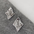 Real Gold Plated Copper Geometric Rhombus Zircon Stud Earrings With Silver Posts view 1