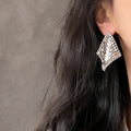 Real Gold Plated Copper Geometric Rhombus Zircon Stud Earrings With Silver Posts view 4
