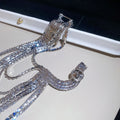 Copper Rhinestone Geometric Multi-Layer Tassel Brooch For Women, European Minimalist Luxury Pin view 4