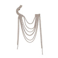 Copper Rhinestone Geometric Multi-Layer Tassel Brooch For Women, European Minimalist Luxury Pin view 5