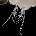 Copper Rhinestone Geometric Multi-Layer Tassel Brooch For Women, European Minimalist Luxury Pin view 2