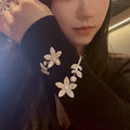 Korean Style Copper Rhinestone Flower Open Bangle Minimalist Elegant Light Luxury Bracelet view 4