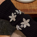 Korean Style Copper Rhinestone Flower Open Bangle Minimalist Elegant Light Luxury Bracelet view 3