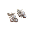 Light Luxury French Vintage Flower Stud Earrings With Zircon And Faux Pearl Floral Design view 5