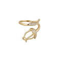 Zircon Butterfly Flower Open Ring For Women view 5