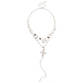 Light Luxury Faux Pearl Rhinestone Cross Necklace Geometric Sweet Cool Clavicle Choker view 5