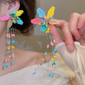 Sweet Artificial Crystal Beaded Flower Tassel Necklace And Earrings Jewelry Set For Beach Vacation view 3