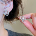 Light Luxury Floral Faux Pearl Zircon Firework Stud Earrings For Women view 2