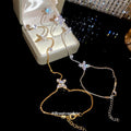 Light Luxury Copper Zircon Flower Ring Bracelet Bangle For Women With Round Floral Charm view 2