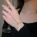 Light Luxury Copper Zircon Flower Ring Bracelet Bangle For Women With Round Floral Charm view 3