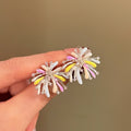 Light Luxury Copper Enamel Zircon Firework Flower Stud Earrings With Silver Pins For Women view 1