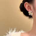 Light Luxury Copper Enamel Zircon Firework Flower Stud Earrings With Silver Pins For Women view 4