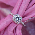 Silver Tone Square Clear Crystal Halo Ring Fashion Jewelry view 2