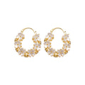 Gold Plated Floral Faux Pearl Earrings French Vintage Elegant Light Luxury Ear Clips view 5