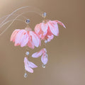 Sweet Fabric Flower Tassel Drop Earrings With Silver Needle Vacation Style Floral Ear Jewelry view 3