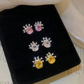 Copper Rose Flower Zircon Round Crown Stud Earrings Elegant Sweet Light Luxury Jewelry view 3