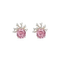 Copper Rose Flower Zircon Round Crown Stud Earrings Elegant Sweet Light Luxury Jewelry view 5