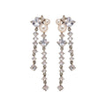 Light Luxury Korean Geometric Zircon Pearl Tassel Iron Drop Earrings With Silver Posts view 5