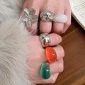 Statement Resin Geometric Flower Ring, European American Retro Round Design Index Finger Jewelry view 1