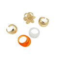 Statement Resin Geometric Flower Ring, European American Retro Round Design Index Finger Jewelry view 5