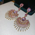 Vintage Alloy Rhinestone Teardrop Stud Earrings Geometric Light Luxury Statement Jewelry view 3