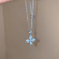 Korean Minimalist Copper Zircon Cross Pendant Sweater Necklace Elegant Light Luxury Collarbone Chain view 1