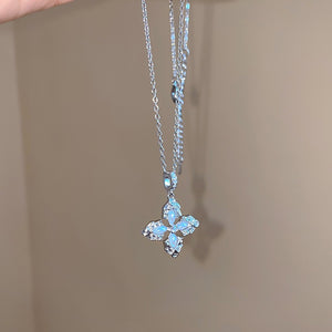 Korean Minimalist Copper Zircon Cross Pendant Sweater Necklace Elegant Light Luxury Collarbone Chain