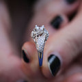 Silver Oval Filigree Halo Ring In A Polished Decorative Design view 4