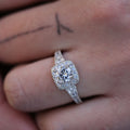 Silver Tone Oval Clear Crystal Halo Ring Fashion Jewelry view 4