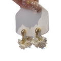 Gold Plated Floral Faux Pearl Drop Earrings With Silver Posts, Vintage Elegant Women's Jewelry view 5