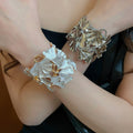 European American Style Maple Leaf Pleated Metal Open Bangle Minimalist Trendy Niche Bracelet view 3