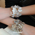 European American Style Maple Leaf Pleated Metal Open Bangle Minimalist Trendy Niche Bracelet view 1