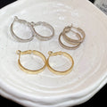 Copper Textured Cross Hoop Earrings Minimalist Geometric Round Light Luxury Women's Ear Jewelry view 4