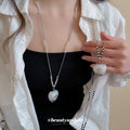 Old Money Style Resin Heart Cross Pendant Sweater Necklace For Women view 3
