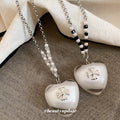 Old Money Style Resin Heart Cross Pendant Sweater Necklace For Women view 4