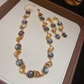 French Vintage Resin Round Earring Necklace Jewelry Set, Court Style Light Luxury Accessories view 3