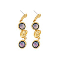 French Vintage Resin Round Earring Necklace Jewelry Set, Court Style Light Luxury Accessories view 5