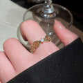 Gold Plated Copper Zircon Tiger Eye Open Ring For Women Geometric Exotic Index Finger Jewelry view 4