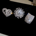 Rhinestone Square Open Iron Ring Court Style Geometric Statement Finger Ring For Women view 4