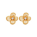 Gold Plated Copper Zircon Hollow Flower Stud Earrings Light Luxury Minimalist Floral Jewelry view 5