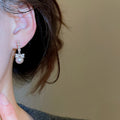 Light Luxury Bowknot Faux Pearl Zircon Round Stud Earrings With Silver Posts view 3