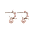 Light Luxury Bowknot Faux Pearl Zircon Round Stud Earrings With Silver Posts view 5