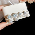 Vintage Star Zircon Faux Pearl Stud Earrings With Silver Needle Posts For Women view 1