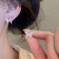 Copper Zircon Flower Pearl Stud Earrings Elegant Light Luxury Floral Fashion Jewelry for Women view 4