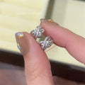 Korean Japanese Style Zircon Knot Stud Earrings, Plated Alloy Geometric Hoop Design view 1