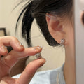 Korean Japanese Style Zircon Knot Stud Earrings, Plated Alloy Geometric Hoop Design view 2